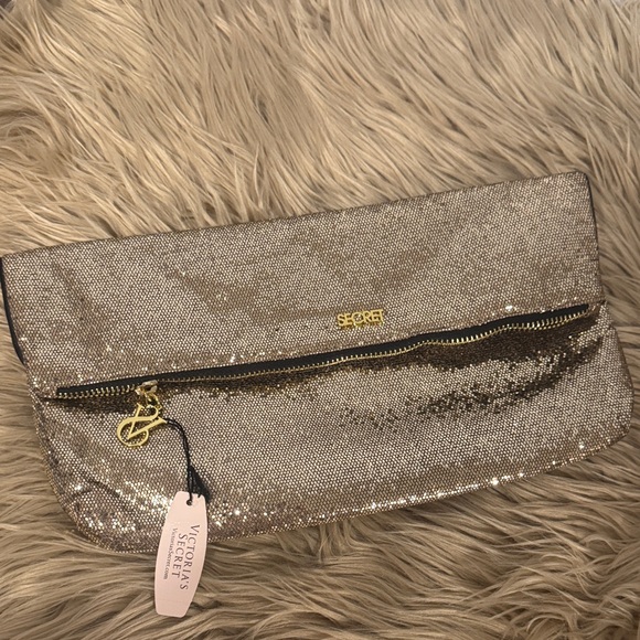 Victoria's Secret Gold Sequin Cosmetic Bag - Picture 1 of 6